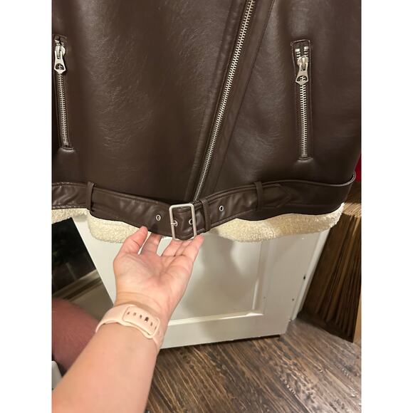 Divided Faux Leather Flight Jacket Warm Heavy - Picture 4 of 8